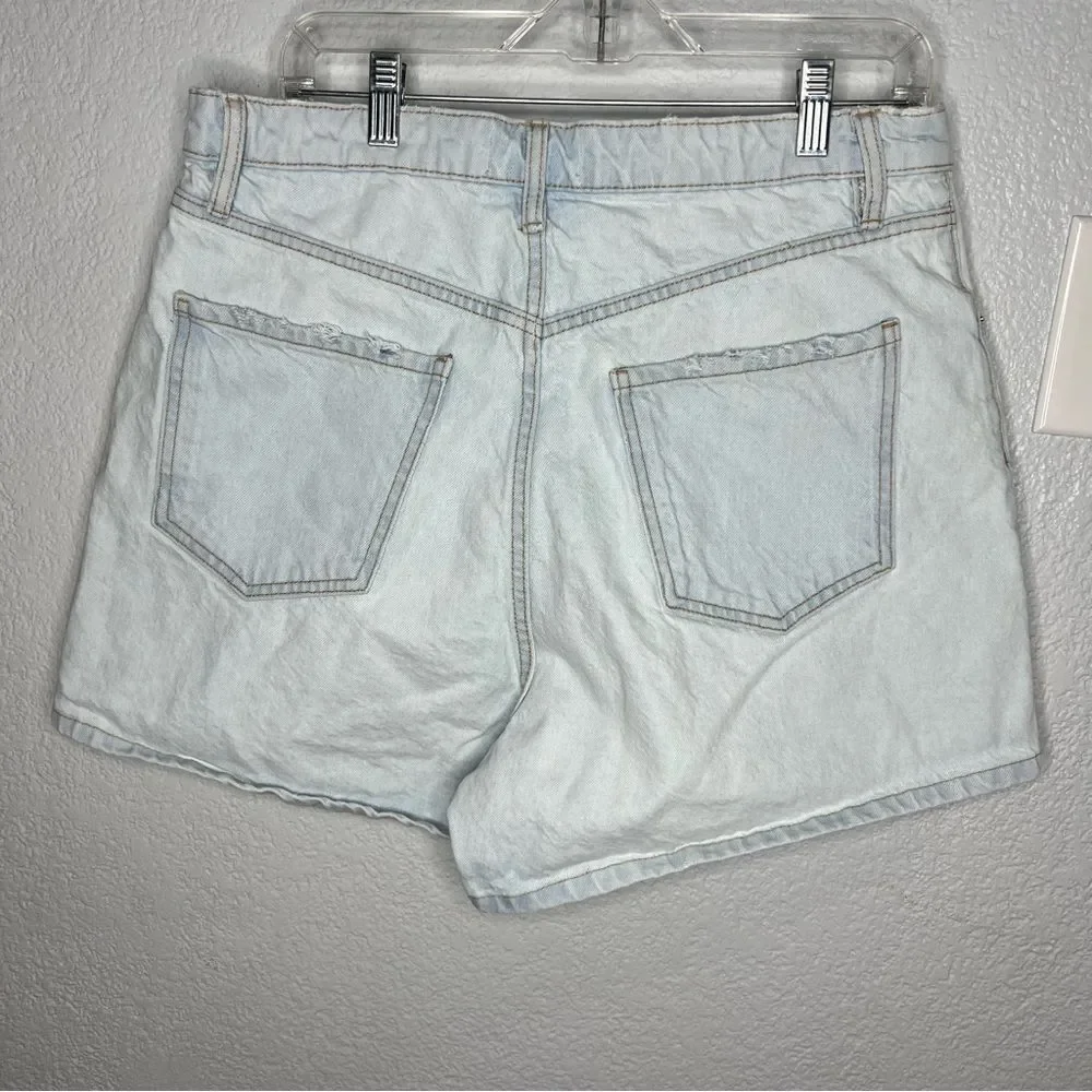 Zara High Waisted Short 4” Inseam Acid Light Wash Women’s Denim Shorts Size 12